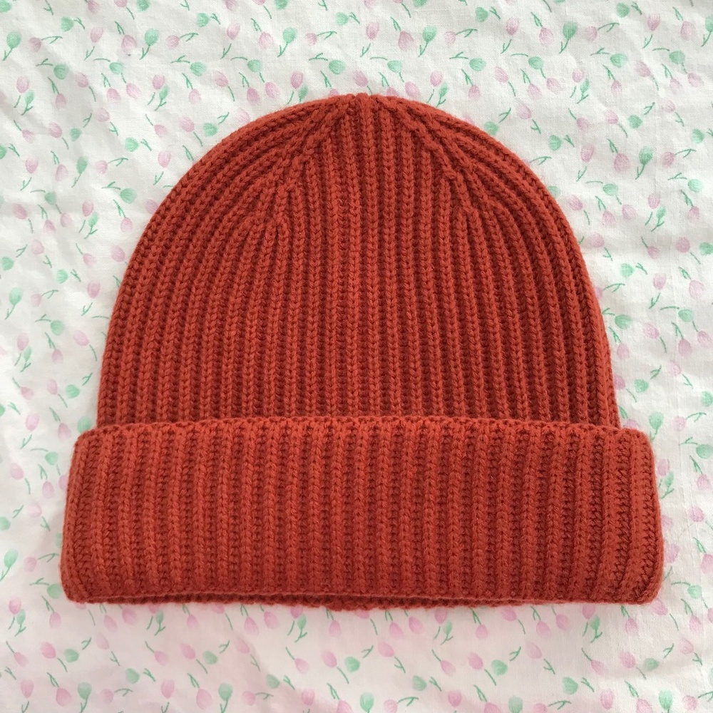 ETEREO Unisex Winter Beanie Hat Orange Acrylic Ribbed